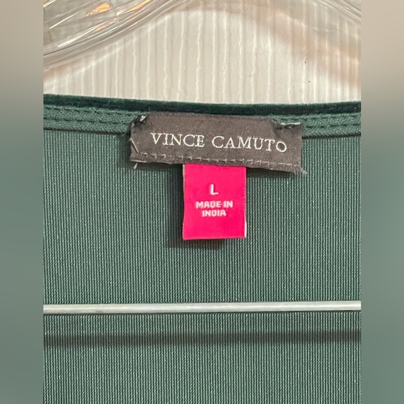 NWOT: Vince Canuto Green Round Neck 3/4 Sleeves Smocked-Hem Velour Blouse Size L - Picture 6 of 8